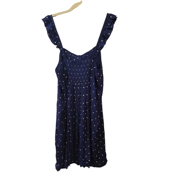 Madewell Ruffle-Strap Button-Front Dress in Polka Dot Navy Blue size 4 - Picture 6 of 8
